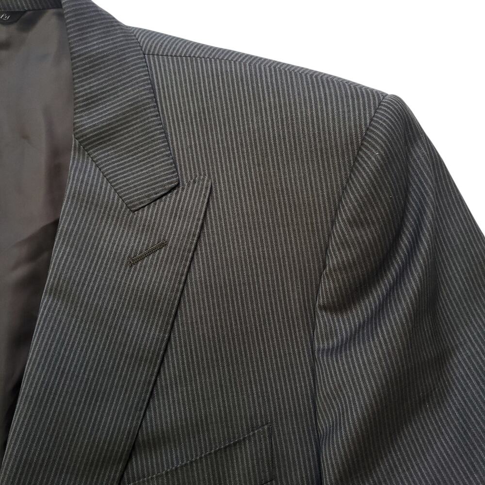 Canali Wool Blazer Jacket Sport Coat Brown Stripe Peak Lapel Natural Comfort 44L - Picture 3 of 16